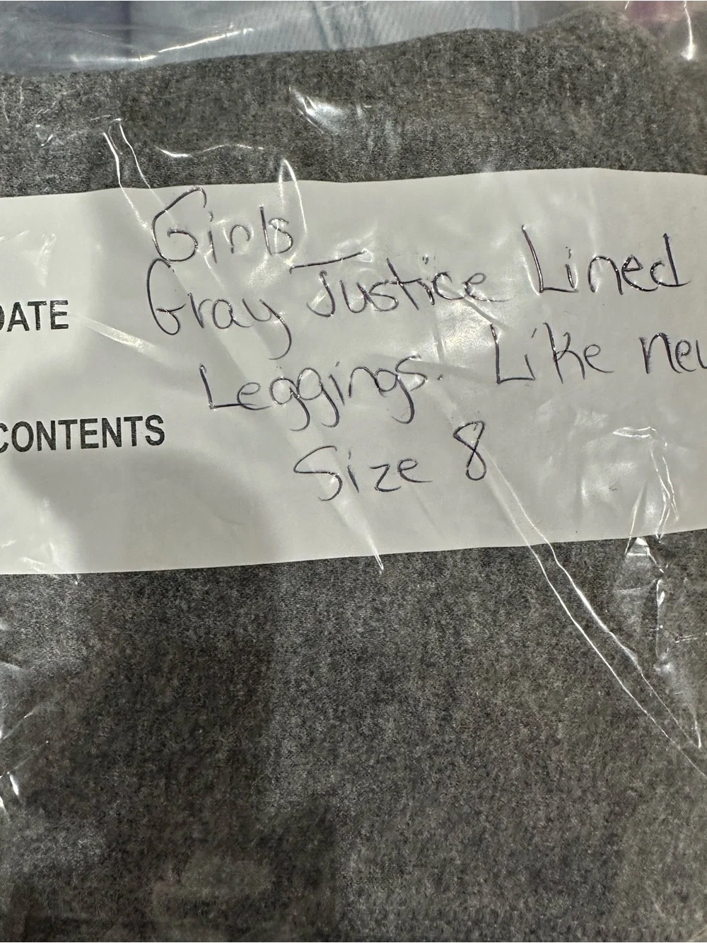 JUSTICE gray lined leggings bottoms size 8